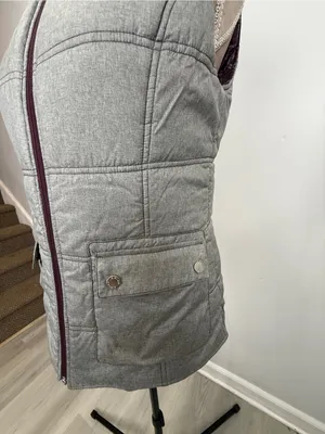 Ariat Plaid Quilted Puffer Vest - Burgundy with Gray thumbnail 13