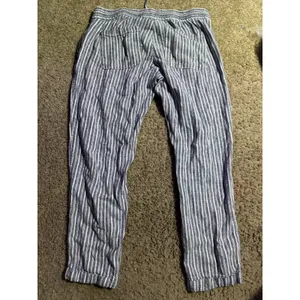 Old Navy Womens Blue White Striped Linen Blend Drawstring Jogger Pants‎ Size S thumbnail 4