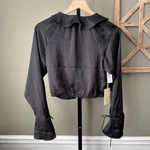 Aritzia Wilfred Spartina Satin Blouse Black Medium NWT thumbnail 5