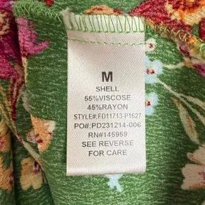 Dress Forum Green Floral Puff Sleeve Midi Dress Sweetheart Slit Size Medium thumbnail 6