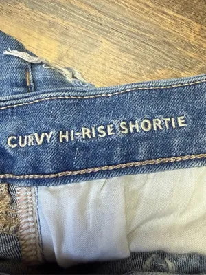 American Eagle Curvy High Rise Shortie Denim Jean Shorts Super Stretch Womens 4 thumbnail 7
