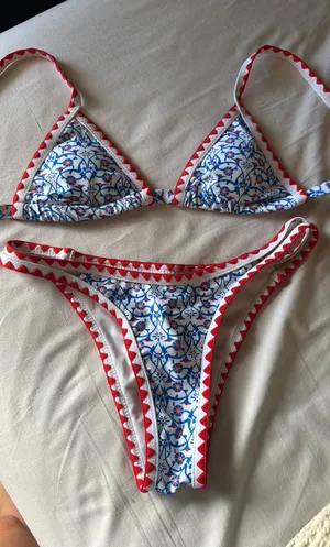 Amazon red white and blue bikini thumbnail 1