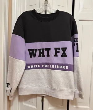 White Fox Leisure Colorblock Crewneck Sweatshirt purple & grey XS/S thumbnail 1