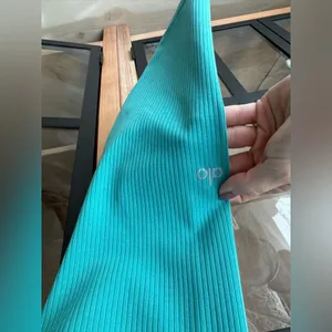 ALO leggings ribbed blissful high waisted 7/8 ocean teal emerald workout thumbnail 3