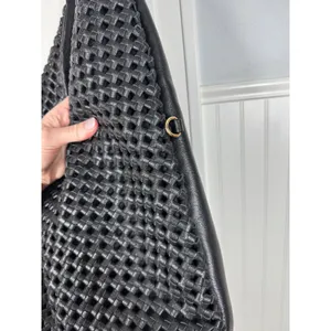 Urban Expressions Hobo Bag Large Black Woven Faux Leather Tote Purse thumbnail 2