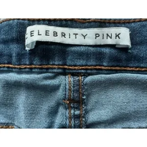 Celebrity Pink Dark Wash High Waisted Button Up Flare Jeans Women's Sz 1/25 thumbnail 7