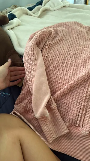 Waffle Aerie Knit Sweater Oversized Crewneck thumbnail 2
