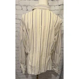 Anne Klein multi-colored button-up blouse classic pointed collar Stretch size 16 thumbnail 5