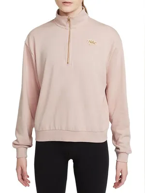 Nike Sportswear Femme Quarter-Zip Sweater Size Medium in Pink/Gold thumbnail 1
