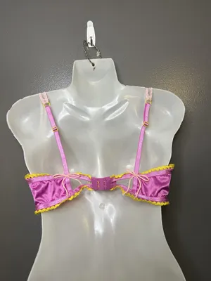 For Love & Lemons Bra Womens Medium Pink Lace Floral Balconette Underwire Sheer thumbnail 4