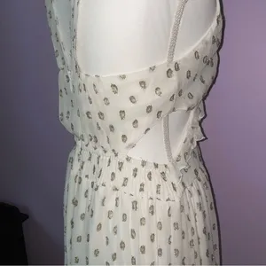 NEW En Creme Maxi Dress M Boho Metallic Polka Dot Cutout Ruffle Tiered thumbnail 10