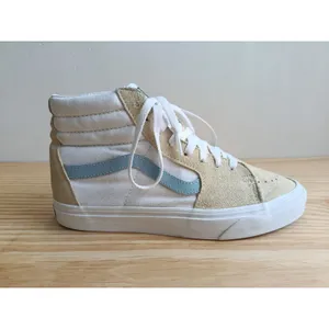 Vans Sk8-Hi High Top Sneakers Men's 6.5 Women's 8 Beige Blue Canvas Skate Shoes thumbnail 3
