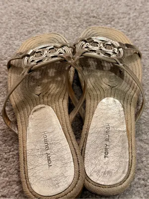 Tory Burch Metallic Gold Miller Logo Espadrille Slide Sandals thumbnail 4