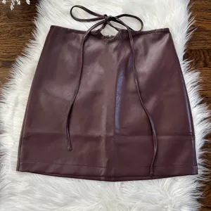 These Three Boutique Brown Leather Skirt thumbnail 3