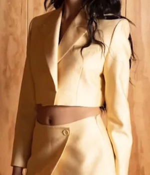Delfi collective Emily cropped blazer in banana nwt s thumbnail 1