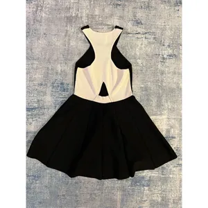 Parker Black Off White Color Block Fit & Flare Cut Out Mini Dress Small thumbnail 6