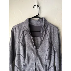 Zella‎ Womens Gray Space Dye Full Zip Athletic Jacket Mock Neck Thumbholes S thumbnail 2