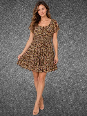 Floral Tiered Boho Mini Dress Size Small thumbnail 3