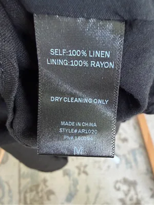 A. REN Candace Linen Maxi Dress Washed Black Puff Sleeve Smocked Back M thumbnail 15