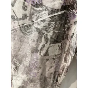 Forever‎ 21 Premium 90s Fit Collage Print Jeans Purple Gray White Size 23 NWT thumbnail 2