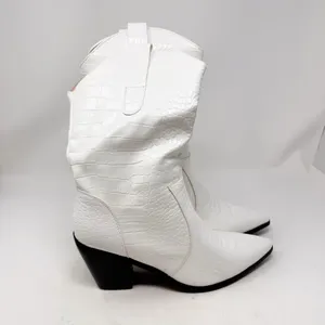 Amazon White Croc Cowboy Boots size 9 Western Festival Cowgirl Boots thumbnail 3