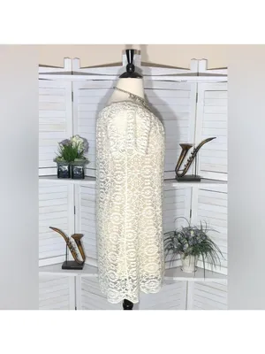 Vintage Y2K Midi Dress Cream Lace flared sleeves coquette romantic boho floral L thumbnail 3