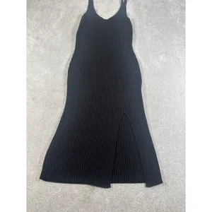 Abercrombie & Fitch Ribbed Midi Dress Ivory V-Neck Tank Sweater‎ Slit Size S thumbnail 6