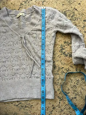 Hollister Light Lavender Lace-Pattern V-Neck Sweater thumbnail 3
