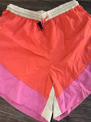 Women's Lululemon Colorblock Elastic-Waist Shorts - Coral, Pink, Cream thumbnail 1