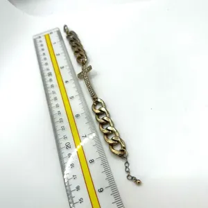 Gold tone rhinestone cross link bracelet thumbnail 8
