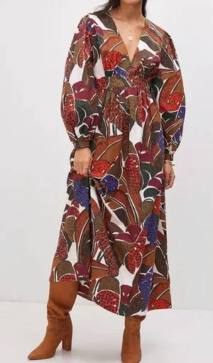 NWT Farm Rio Anthropologie Deep V-Neck Maxi Dress thumbnail 1