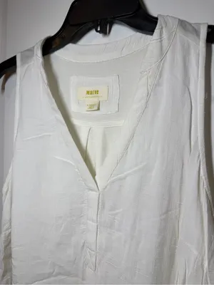 Anthropologie Maeve White V-Neck Sleeveless Tunic Top thumbnail 2