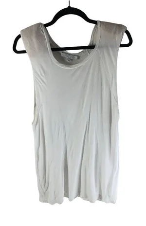 Alexis White Sleeveless Modal Tank Top XS Shoulderpads Womens Loose Fit USA thumbnail 1