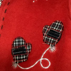 Vintage Retro Red Snowman Snowflake Winter Embroidered Holiday Full‎ Zip Vest S thumbnail 5