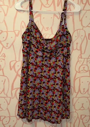Urban Outfitters Purple Marianne Ditsy Print Mini Dress Babydoll thumbnail 1
