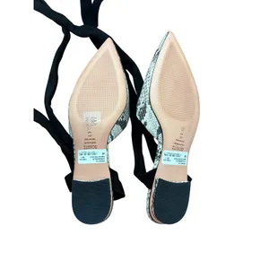 Schutz Barbrah Snake Print Leather Ankle Wrap Pointed Toe Flats Womens 6B NWT thumbnail 6