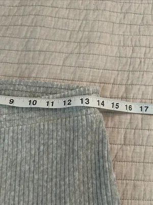 Aerie groove on velour light grey high rise pull on flare lounge pants M thumbnail 8