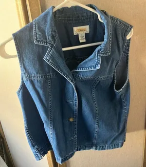 FINAL MARKDOWN Talbots Classic Blue Denim Vest petite small thumbnail 1
