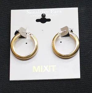 NWT Mixit Womens Hypoallergenic Chunky Hoop Earrings Gold Yellow 1" thumbnail 1