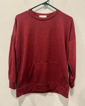 Red Sweatshirt with Front Pocket by Perfect Peach Size S thumbnail 1