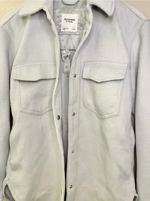 NWT Abercrombie & Fitch Light Blue Super Soft Snap Button Shacket Shirt Jacket thumbnail 6
