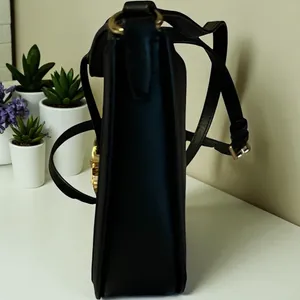 Michael Kors Gabby Small Hobo Crossbody Bag Black MK Logo Gold Hardware Purse‎ thumbnail 10