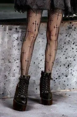 Cross Pattern Fishnet Tights, Hollow Out High Waist Mesh Pantyhose, Women's Stockings & Hosiery One Size 100% Polyester thumbnail 2