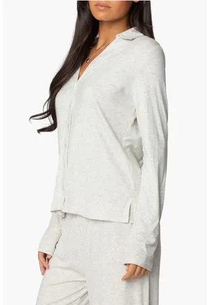 Edikted Justina Lounge Button-Up Top thumbnail 3