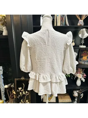 Anthropologies Free the Roses White Rose Tiered Blouse Size M thumbnail 9