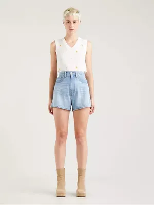 Levi's High Loose Denim Jean Shorts in Light Blue Size‎ 30 thumbnail 3