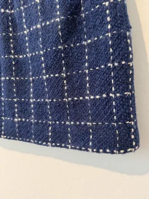 Maeve Skirt Size 8 Navy Windowpane Plaid Pleated Wool A Line Mini Clueless Retro thumbnail 3
