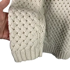 Mango MNG Suit Open Cable Knit Aran‎ Beige fisherman Sweater Size S thumbnail 3