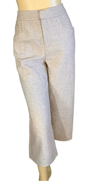 Haute Couture Beige Herringbone Pattern Wide Leg Gaucho Pants (S) thumbnail 1