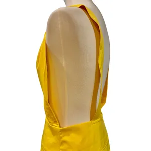 Chicme Butter Yellow Plunge Neck Maxi Dress Beach Cover Up Front Slits, Size L thumbnail 3